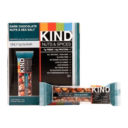 Kind KIND Nuts and Spices Bar, Dark Chocolate Nuts and Sea Salt, 1.4 oz., 12/Box 17851